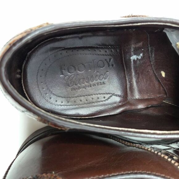 FOOTJOY CLASSICS BROWN LEATHER WOVEN OXFORD GOLF SHOES SPIKELESS MENS 10 C - Picture 5 of 9